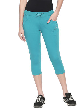 Bodyactive Women Turquoise Capris-LC1-Turquoise