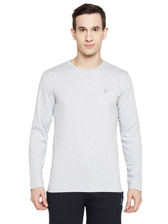 Bodyactive Men Grey Melange Round-Neck T-Shirt-TS101-GRML