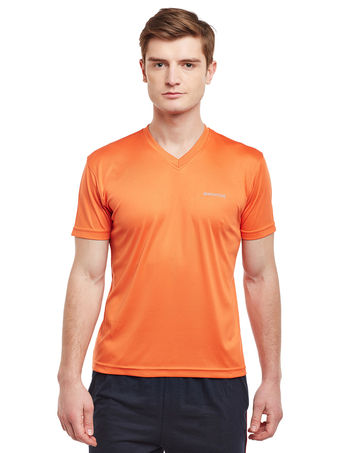 Bodyactive Orange Men Dri-Fit V-Neck T-Shirt-TS11-ORNG