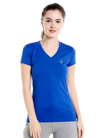 Bodyactive Women Royal Blue V Neck Tee-TS14-RBL