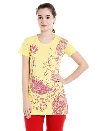 Bodyactive Women Lime Yellow Round Neck Tee-TS15-LMYEL