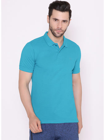 Bodyactive Solid Casual Half Sleeve Cotton Rich Pique Polo T-Shirt for Men -TS50-PEA