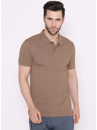 Bodyactive Solid Casual Half Sleeve Cotton Rich Pique Polo T-Shirt for Men with Chest Pocket-TS51-HBRW