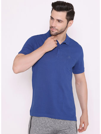 Bodyactive Solid Casual Half Sleeve Cotton Rich Pique Polo T-Shirt for Men with Chest Pocket-TS51-TRBL