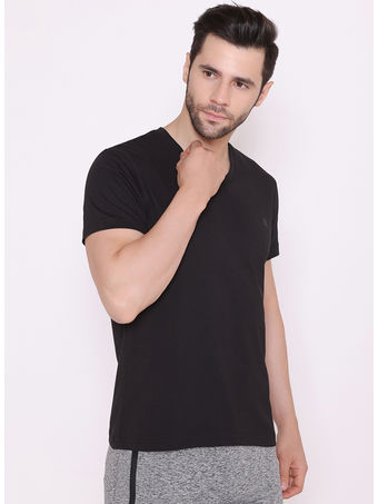 Bodyactive Modern Fit V Neck Half Sleeve T-Shirt for Men-TS60-BLK