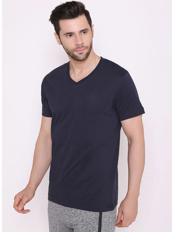 Bodyactive Modern Fit V Neck Half Sleeve T-Shirt for Men-TS60-NAV