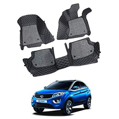 7D Car Mats Compatible with Tata Nexon, Color - Black, AGTN7D256