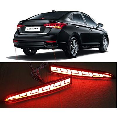 Hyundai  Verna 2017-18 Set of 2 Car Reflector Led Brake Light Bumper(Rear/Back) Drl Back Tail Light Design, AGHV220RL