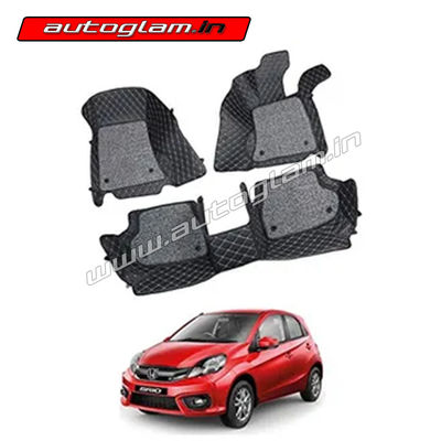 7D Car Mats Compatible with Honda Brio, Color - Black, AGHB7D236