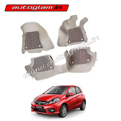 7D Car Mats Compatible with Honda Brio, Color - Beige, AGHB7D237  	 