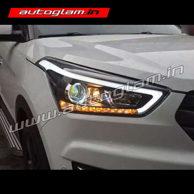 Hyundai Creta 2018-19 AUDI Style DRL HID  Projector Headlights with Matrix Indicator, AGHC990ME2