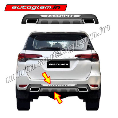 Toyota Fortuner 2016+ Rear Diffuser, Color - Matt Black with Silver, AGTF663RD