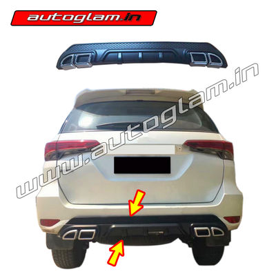 Toyota Fortuner 2016+ Rear Diffuser, Color - Matt Black, AGTF666RD