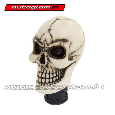 Universal White Ceramic Car Gear Shift Lever Knob Skull Head, AGUWC0GLS