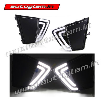 Hyundai Creta 2015-2018 LED DRL Double Tube Style Fog Light Cover, AGHC018D