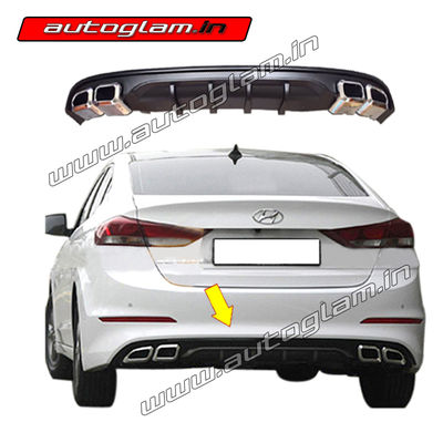 Hyundai Elantra 2016-19 Rear Diffuser with Dual Square Chrome Tip, AGHERD901