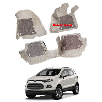 7D Car Mats Compatible with Ford Ecosport Old, Color - Beige, AGFEO7D247