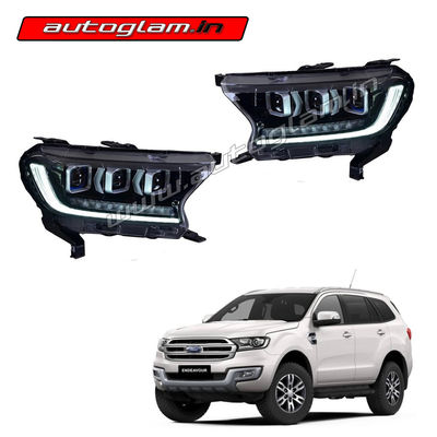 Ford Endeavour 2016-20 Models Tri-Lens HID Projector Headlights, AGFEN369HL