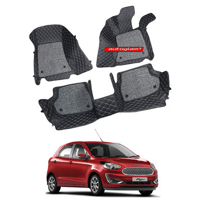 7D Car Mats Compatible with Ford Figo 2019, Color - Black, AGFF197D259