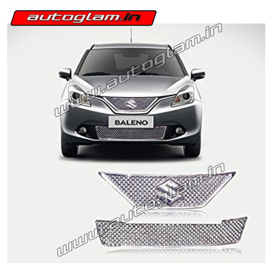 AGMSB31CA, Maruti Suzuki Baleno Chrome Front Grill Bentley Style - Set of 2 Pcs