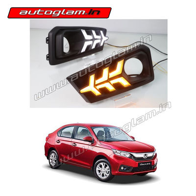 Honda Amaze 2018-2020 Fog Lamp LED DRL Assembly, Set of 2 (Right & Left), AGHA18DRL