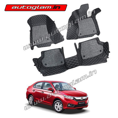 7D Car Mats Compatible with Honda Amaze 2018+, Color - Black, AGHA7D272