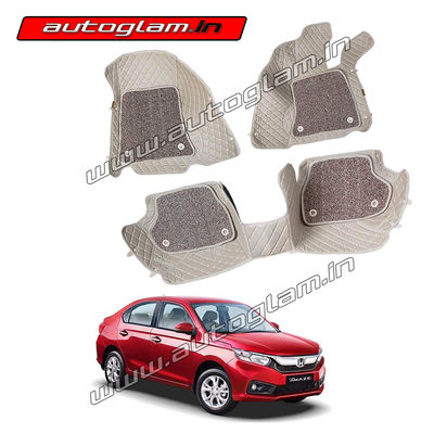 7D Car Mats Compatible with Honda Amaze 2018+, Color - Beige, AGHA7D18