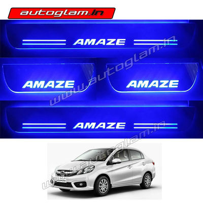 Honda Amaze Door Blue LED Sill Plates-Set of 4 Pcs, AGHA49DSP
