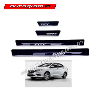 Honda City 2014-16 Sill Scuff Plate with White LED Set of 4 Pcs, AGHC34SP