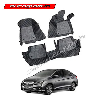 7D Car Mats Compatible with Honda City (Manual), Color - Black, AGHC7D2351