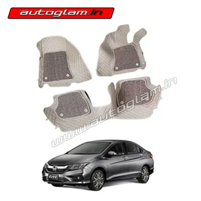 7D Car Mats Compatible with Honda City (Automatic), Color - Beige, AGHC7D238