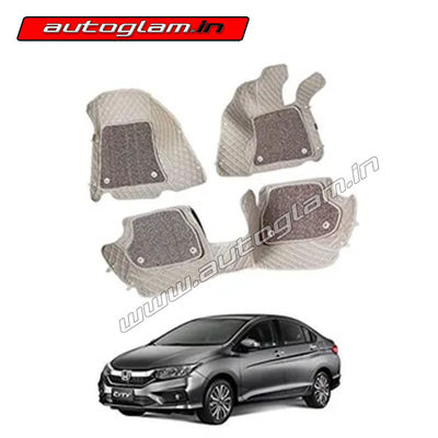 7D Car Mats Compatible with Honda City (Manual), Color - Beige, AGHC7D238  	 