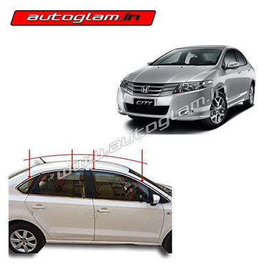 Honda City 2008-14 IVTEC Car Window Frame Stainless Steel Chrome Garnish Trim Exterior, AGHC464CA