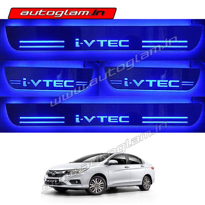 Honda City Ivtec Door Blue LED Sill Plates-Set of 4 Pcs, AGHC53DSP