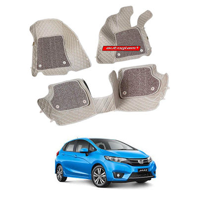 7D Car Mats Compatible with Honda Jazz 2019 (Manual), Color - Beige, AGHJ7D236M