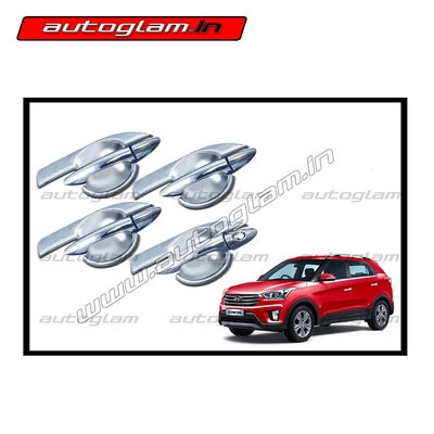 Hyundai Creta 2015-17 Chrome Handle Bowl Insert Trim Cover, Set of 4 Pcs, AGHC57CA