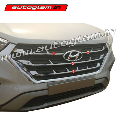 Hyundai Creta 2018-2019 Facelift  Front Grill Chrome Trim, AGHC606FGT