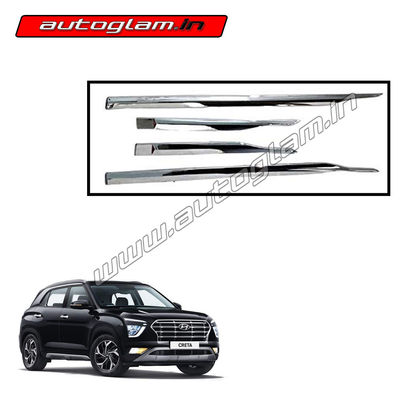 Autoglam Premium Quality Chrome ABS Car Side Beading for Hyundai Creta 2020+ Models, Set of 4 Pcs, AGHCCSBPQ