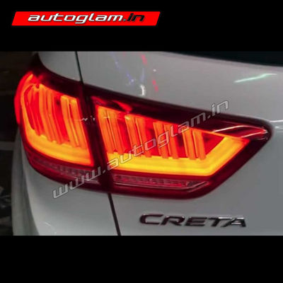 Hyundai Creta Knight Rider LED Taillights with Matrix Indicator - Red Glass, AGHC696TLMI