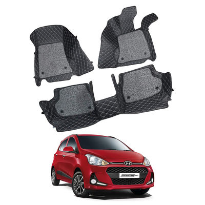 7D Car Mats Compatible with Hyundai Grand i10, Color - Black, AGHGi107DB