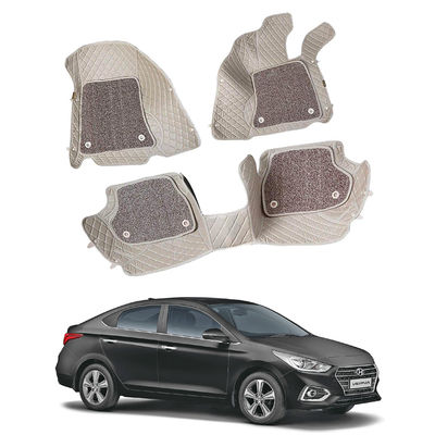 7D Car Mats Compatible with Hyundai Verna 2017+, Color - Beige, AGHV7D17