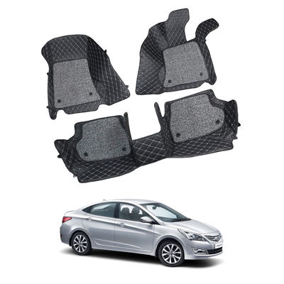 7D Car Mats Compatible with Hyundai Verna, Color - Black, AGHV7D258