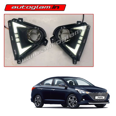 Hyundai Verna 2021+ Fog Lamp LED DRL with Matrix Indicator, Set of 2 (R+L), AGHV21DRL1