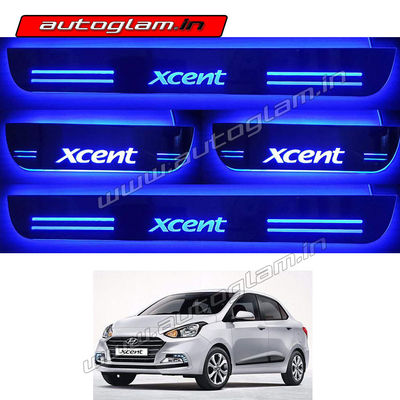 Hyundai Xcent 2013-19 Door Blue LED Sill Plates-Set of 4 Pcs, AGHX62DSP