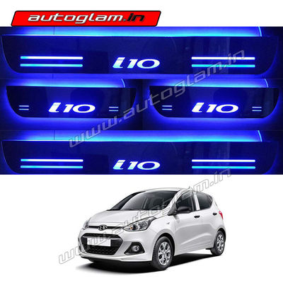 Hyundai i10 2007-13 Door Blue LED Sill Plates-Set of 4 Pcs, AGHI1061DSP