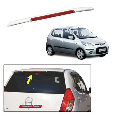  Roof Spoiler with LED Light for Hyundai i10 2007-2013 Models, Color - SLEEK SILVER, Latest Style,AGHi1013RSSS