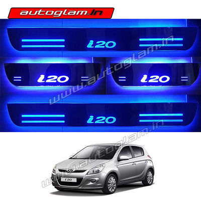 Hyundai i20  2008-14 Door Blue LED Sill Plates-Set of 4 Pcs, AGMHI64DSP