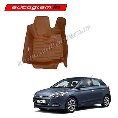 5D Bucket Fitting Car Mats for Hyundai i20 Elite 2014+ All Models, Color - Brick Brown, AGHI20BB