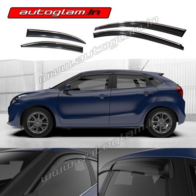 Maruti Suzuki Baleno 2015+ Wind Visor / Door Visor with Chrome Line, AGMSB17WVCL