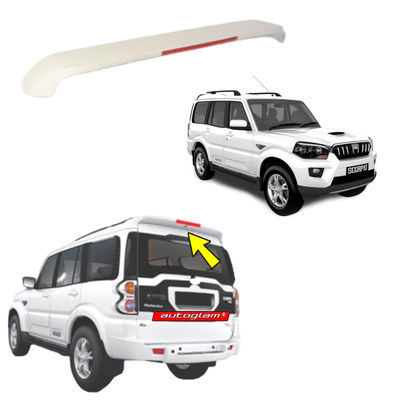 Roof Spoiler with LED Light for Mahindra Scorpio 2014-2017 Models, Color - DIAMOND WHITE, AGMS14RSDW